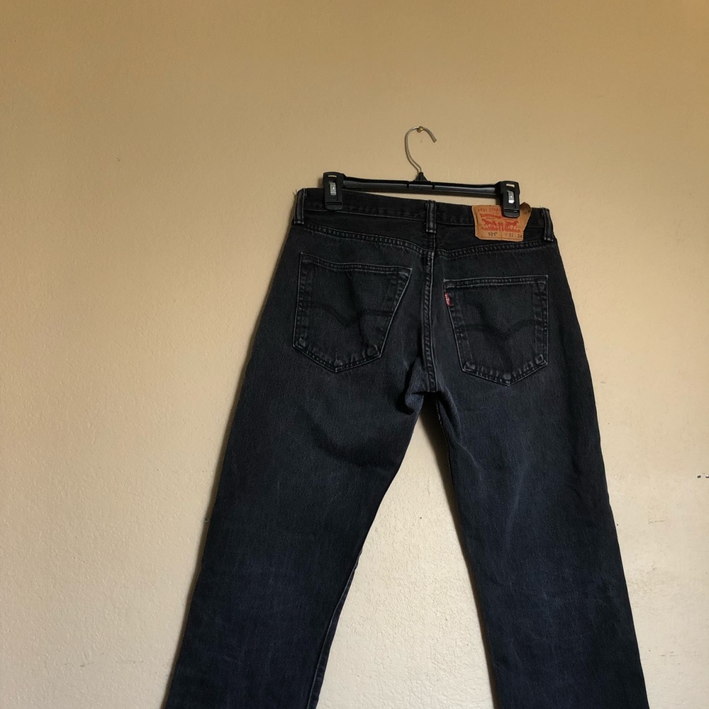 Black Levi High Waisted Jeans Fringe Bottom